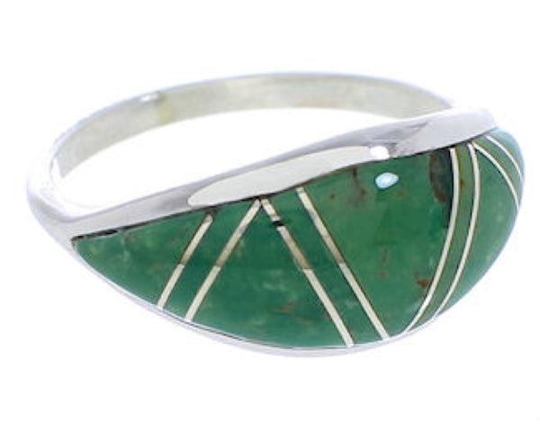 Turquoise Inlay Genuine Sterling Silver Ring Size 6-3/4 ZX36281